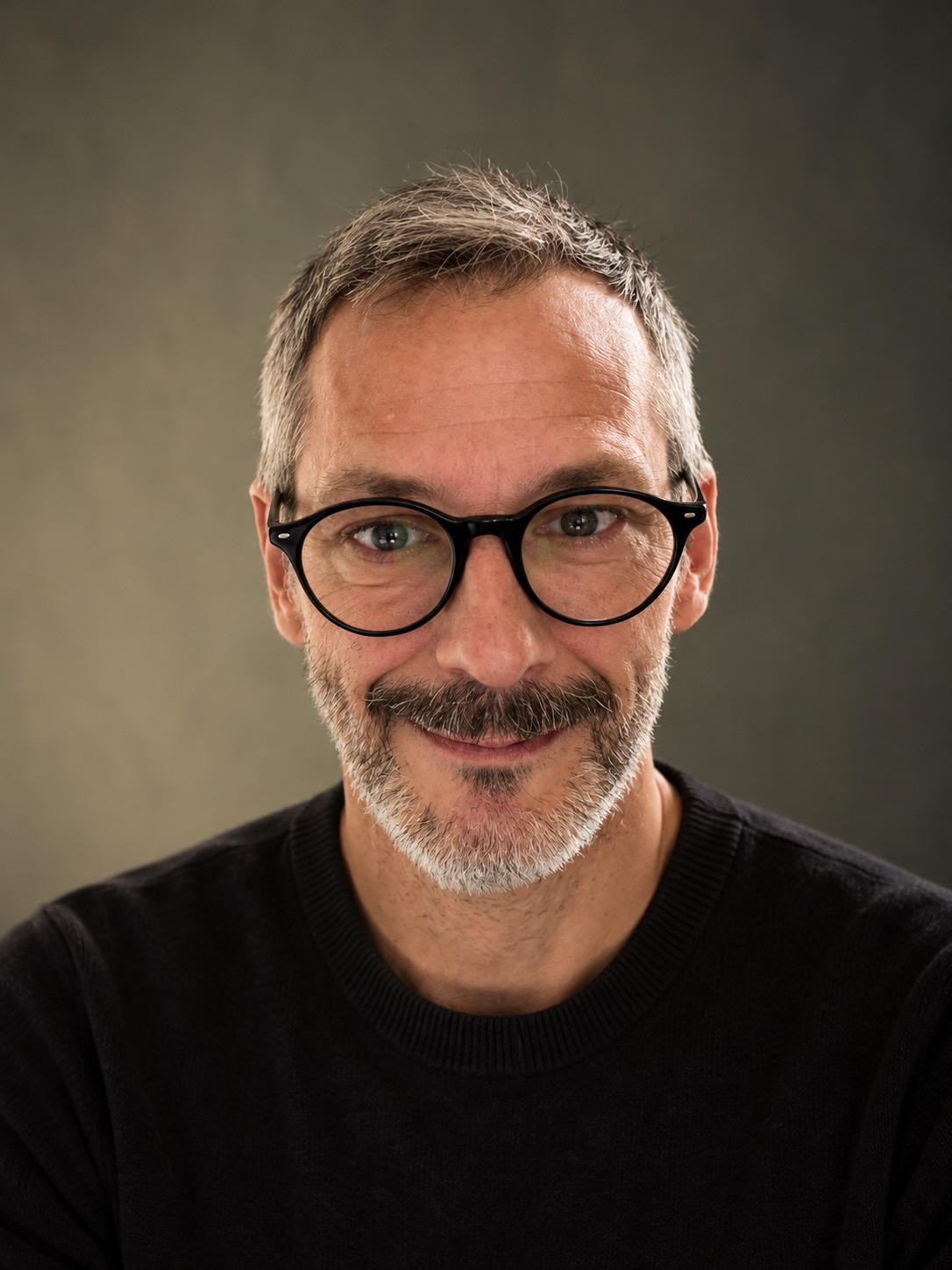AI-generated editorial studio portrait